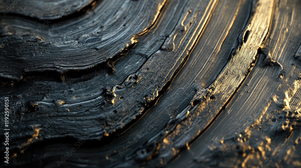 Poster Abstract closeup of textured black surface with shining highlights and intricate patterns for artistic backgrounds or design elements