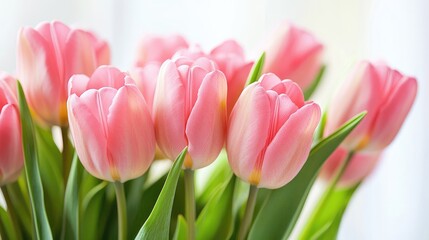 Fototapeta premium Elegant pink tulip bouquet capturing the essence of spring blooming freshness and vibrant floral beauty