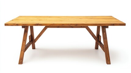 Fototapeta premium Rustic Wooden Table on Isolated White Background Suitable for Display and Branding Purposes