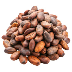 Obraz premium Pile of cocoa beans isolated on transparent background
