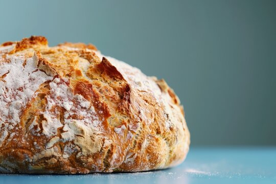 Close-up of freshly baked Irish soda bread with a rustic crust isolated on a gradient background --ar 3:2 --v 6 Job ID: b4fb8a47-868d-4c1f-9a5f-e21eff376f33