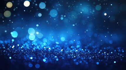 Fototapeta premium Elegant blue glitter texture with soft bokeh lights creating a dreamy abstract background suitable for various design projects