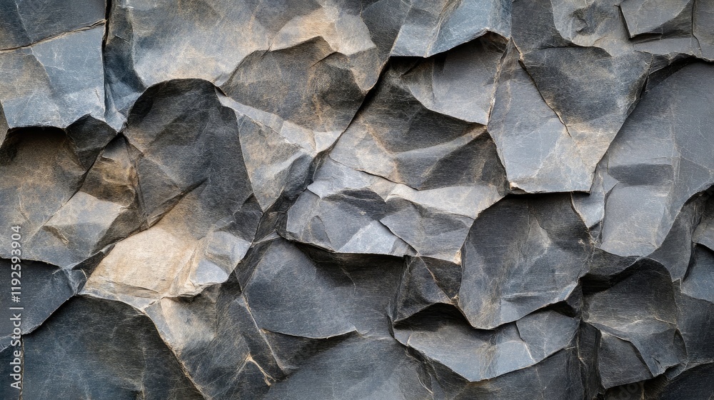Fototapete Crumpled dark stone paper texture background with abstract patterns for design and artistic projects