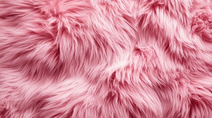 Fototapeta premium Fluffy rose color fur texture background with copy space for fashion and decor projects Soft sheepskin fabric for stylish design elements
