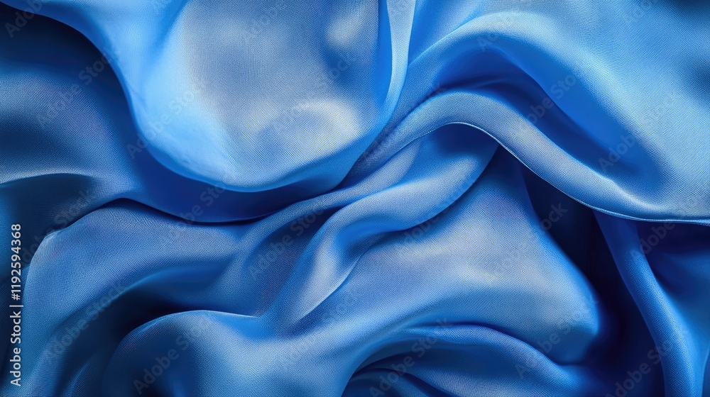 Poster elegant blue satin fabric with soft pleats for design and presentation backgrounds