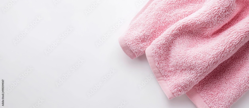 Aufkleber Soft pink terry towel corner isolated on white background with ample empty space for text and design layout options