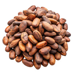 Obraz premium Pile of cocoa beans isolated on transparent background