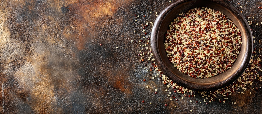 Aufkleber quinoa salad with fresh vegetables in a rustic bowl healthy eating concept with space for text or re
