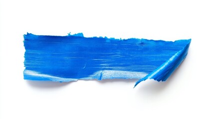 Fototapeta premium Blue Adhesive wrinkled plastic sticky tape photo. Isolated element. Masking, duct tape strip