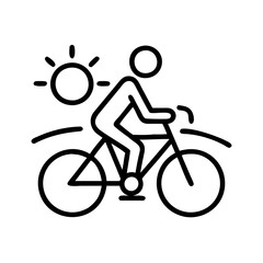 Fototapeta premium sunrise bike ride icon, sunrise bike ride line art - simple line art of sunrise bike ride, perfect for sunrise bike ride logos and icons and themed design