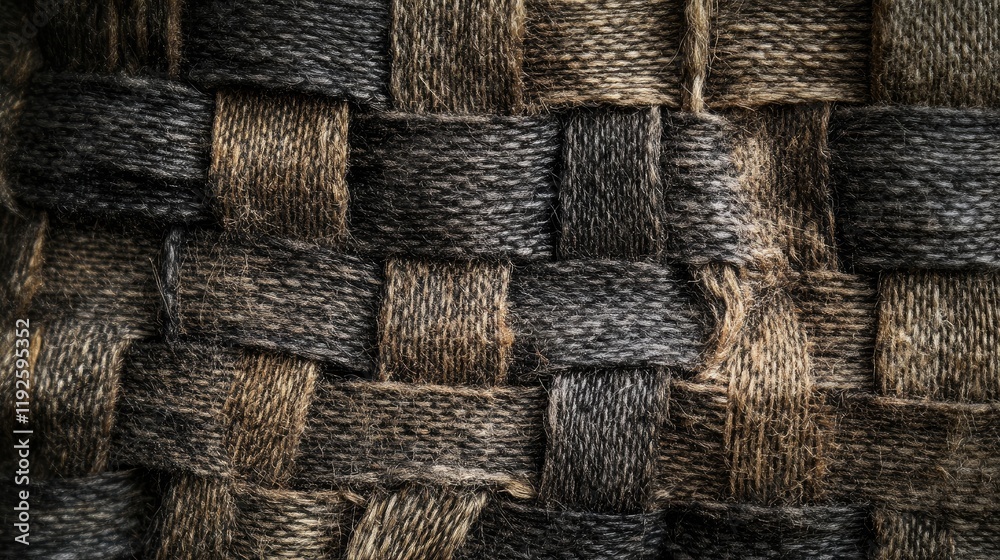 Fototapete Fabric texture close-up featuring a sparse weaving pattern in earthy tones showcasing natural fibers and intricate details.