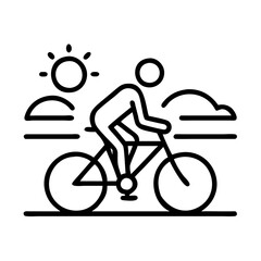 Obraz premium sunset cycling scene icon, sunset cycling scene line art - simple line art of sunset cycling scene, perfect for sunset cycling scene logos and icons and themed design