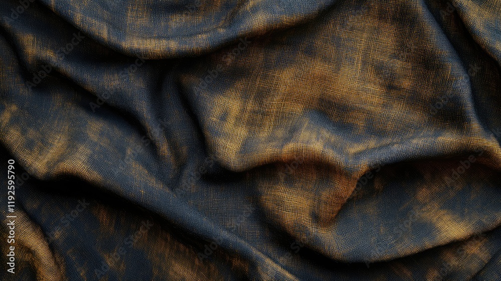 Poster Elegant textured fabric background in rich tones showcasing intricate folds and patterns ideal for design and artistic applications.