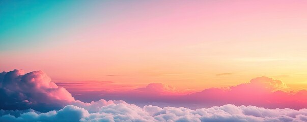 Fototapeta premium Cloudy abstract background concept. A serene view of pastel clouds during sunset, showcasing vibrant colors in the sky.