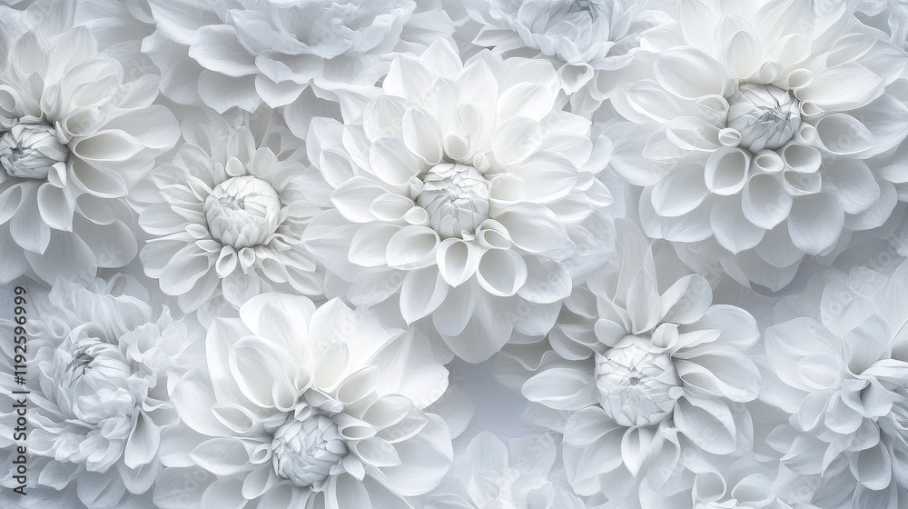 Aufkleber Elegant closeup of delicate white floral arrangement creating a soft and serene background perfect for wedding and decoration themes