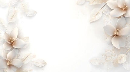 Elegant White Flowers and Delicate Leaves Design