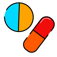 Pills Icon. Medical Icon in filled outline style