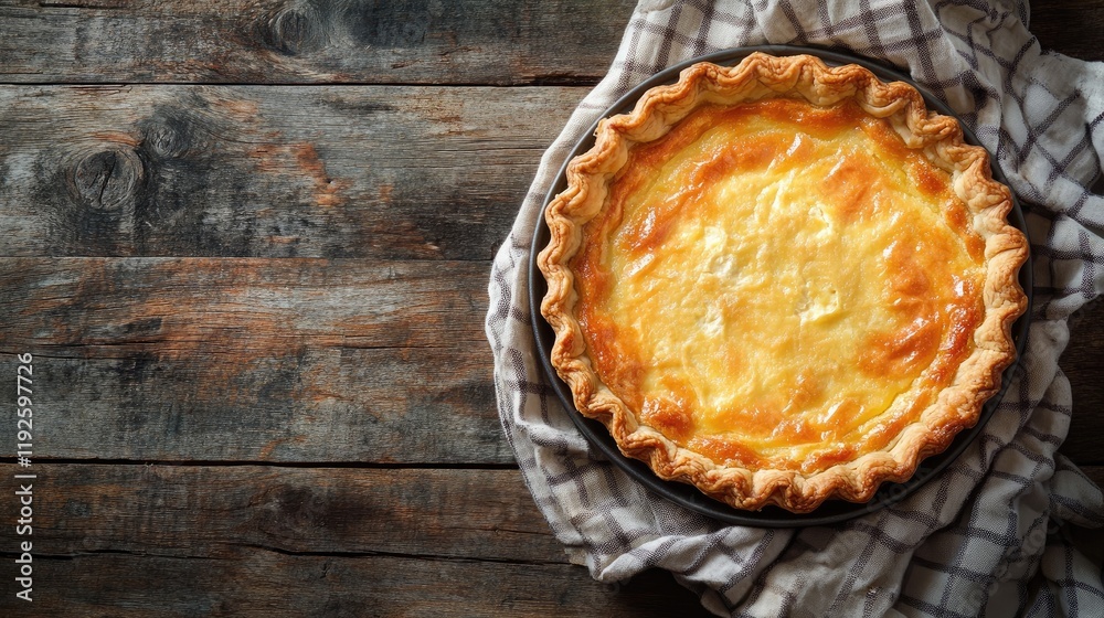 Aufkleber Crostata with ricotta traditional pie on rustic wooden table with space for text