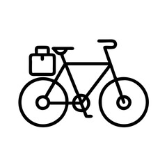 Fototapeta premium bikepacking with luggage icon, bikepacking with luggage line art - simple line art of bikepacking with luggage, perfect for bikepacking with luggage logos and icons and themed design