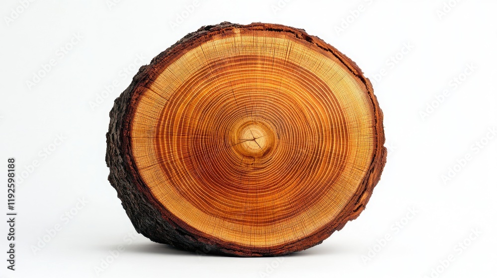 Leinwandbilder cross section of a tree trunk displaying intricate growth rings on a clean white background for natu