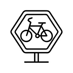 bike stop sign icon, bike stop sign line art - simple line art of bike stop sign, perfect for bike stop sign logos and icons and themed design