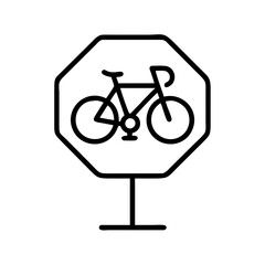 bike stop sign icon, bike stop sign line art - simple line art of bike stop sign, perfect for bike stop sign logos and icons and themed design