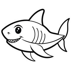 Fototapeta premium cute shark outline for coloring book