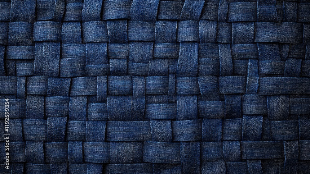Aufkleber woven denim fabric texture showcasing intricate patterns and deep blue shades for design and textile
