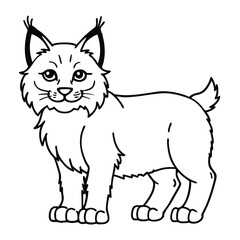 Obraz premium cute lynx outline for coloring book