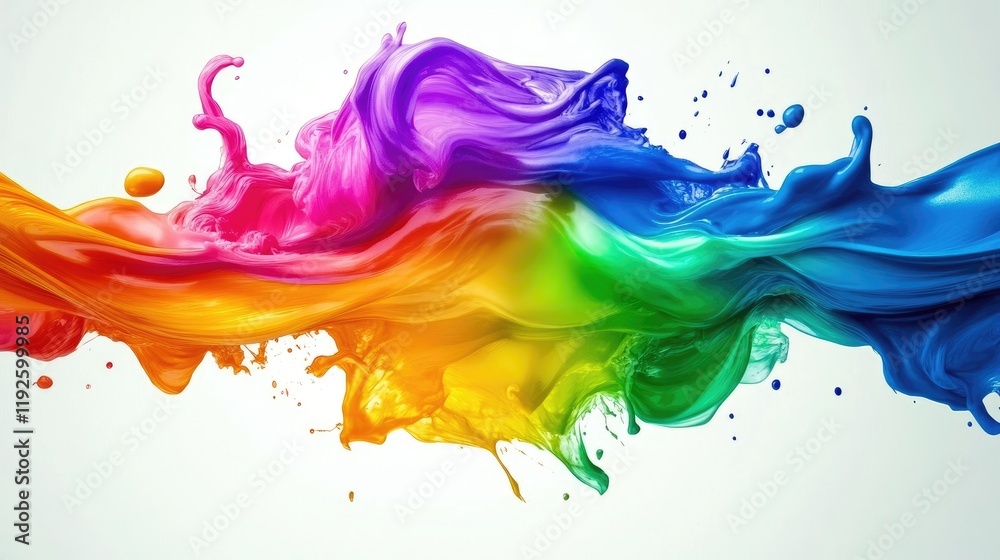 Poster vibrant rainbow paint swirls creating fluid artistic background for creative visual designs