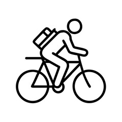 Obraz premium cyclist with backpack icon, cyclist with backpack line art - simple line art of cyclist with backpack, perfect for cyclist with backpack logos and icons and themed design