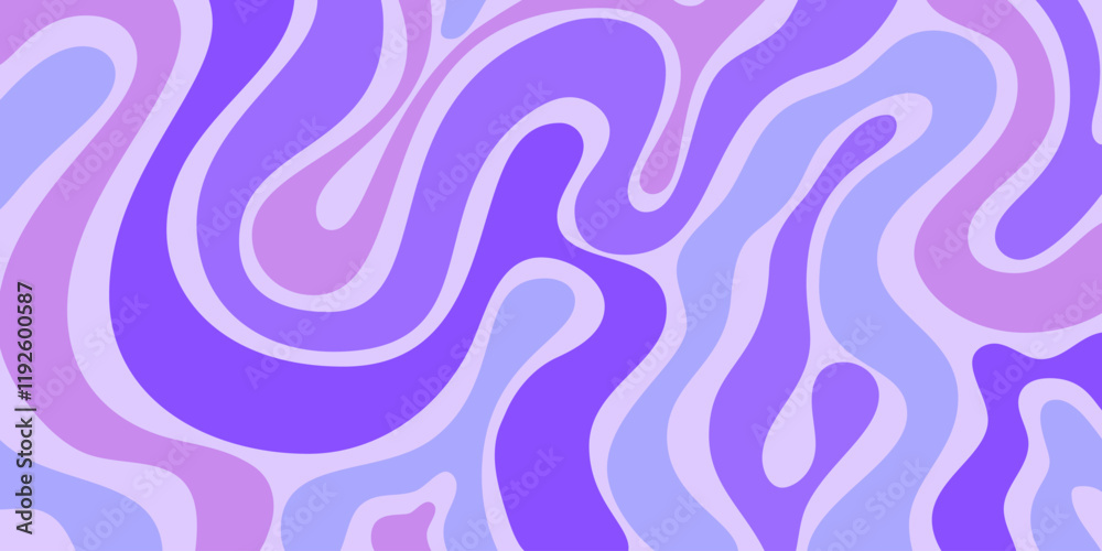 Fototapete Cool Abstract Psychedelic Background. Vector Design Groovy Pattern Y2k Texture. Hand Drawn Trippy Backdrop.