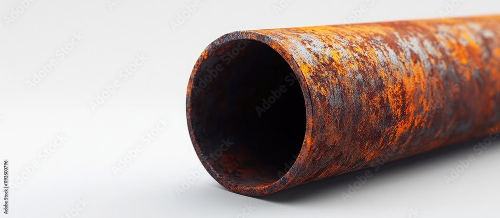 Aufkleber Rustic metal cylinder showcasing texture and detail with ample blank space for text or design integration, ideal for industrial themes.