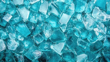 Obraz premium Bright Crushed Glass Texture in Turquoise and Clear Shades Ideal for Unique Backgrounds and Creative Design Projects
