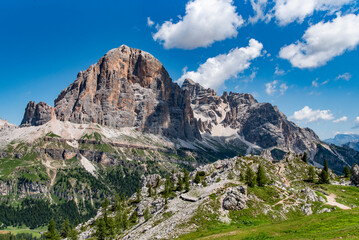 Beautiful mountain landscape. View of the Italian Dolomites in South Tyrol, included on the UNESCO list.
