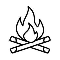 campfire icon, campfire line art - simple line art of campfire, perfect for campfire logos and icons and themed design