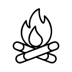 campfire icon, campfire line art - simple line art of campfire, perfect for campfire logos and icons and themed design