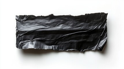 Black Adhesive wrinkled plastic sticky tape photo. Isolated element. Masking, duct tape strip