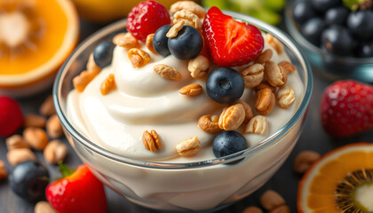 Yoghurt With Fruits AI Generative