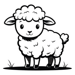 Obraz premium cute sheep outline for coloring book