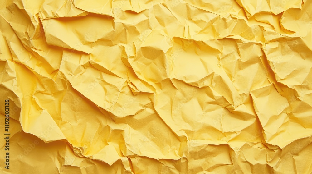 Poster crumpled yellow paper texture background suitable for mockups and design projects showcasing creativ