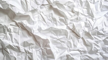 Obraz premium Crumpled white paper texture ideal for backgrounds and banners in design projects and creative applications