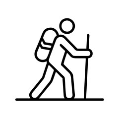 hiker silhouette icon, hiker silhouette line art - simple line art of hiker silhouette, perfect for hiker silhouette logos and icons and themed design