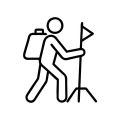 hiker silhouette icon, hiker silhouette line art - simple line art of hiker silhouette, perfect for hiker silhouette logos and icons and themed design
