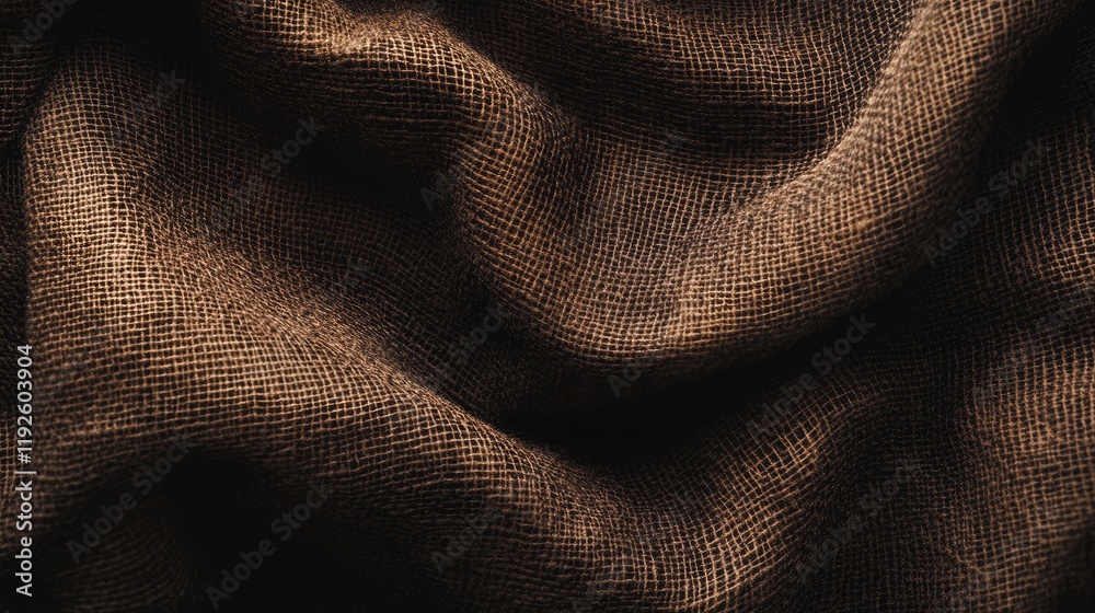 Leinwandbilder natural brown burlap fabric texture with soft folds creating a rich and rustic background for design