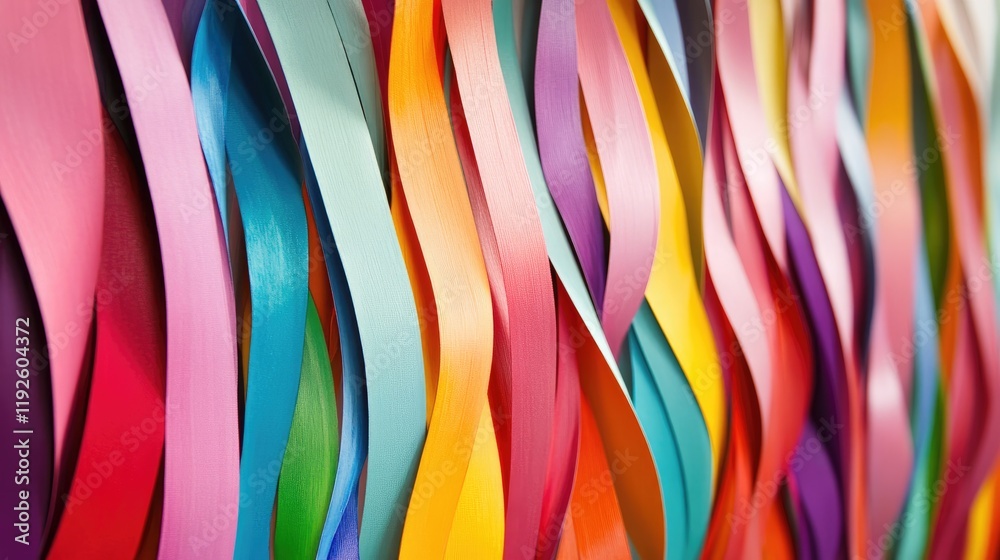 Poster Vibrant Colorful Overlapping Paper Strips Creating a Bold and Dynamic Wall Design for Modern Interiors