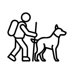 hiking with dog icon, hiking with dog line art - simple line art of hiking with dog, perfect for hiking with dog logos and icons and themed design