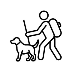 hiking with dog icon, hiking with dog line art - simple line art of hiking with dog, perfect for hiking with dog logos and icons and themed design