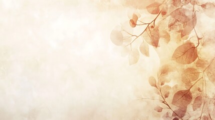 Delicate Brown Leaves on a Soft Beige Background