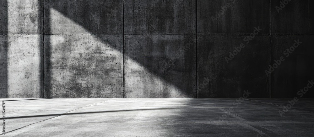 Aufkleber Black Cement Texture Abstract Concrete Wall and Floor Background with Empty Space for Text and Dramatic Light Shadows